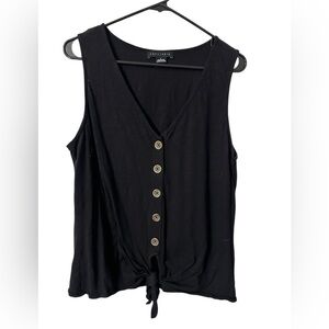 Sanctuary black tie bottom tank with button detail size Large